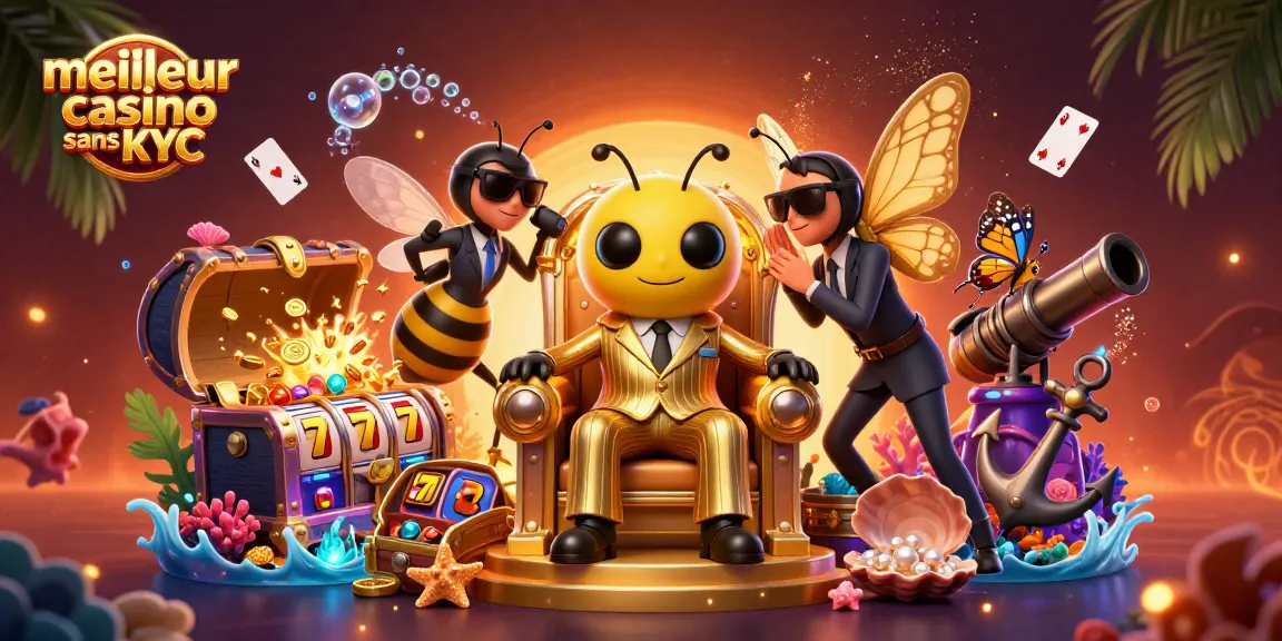 Plongez dans l'univers du meilleur casino sans KYC avec cette illustration captivante et dynamique de jeux d'argent.