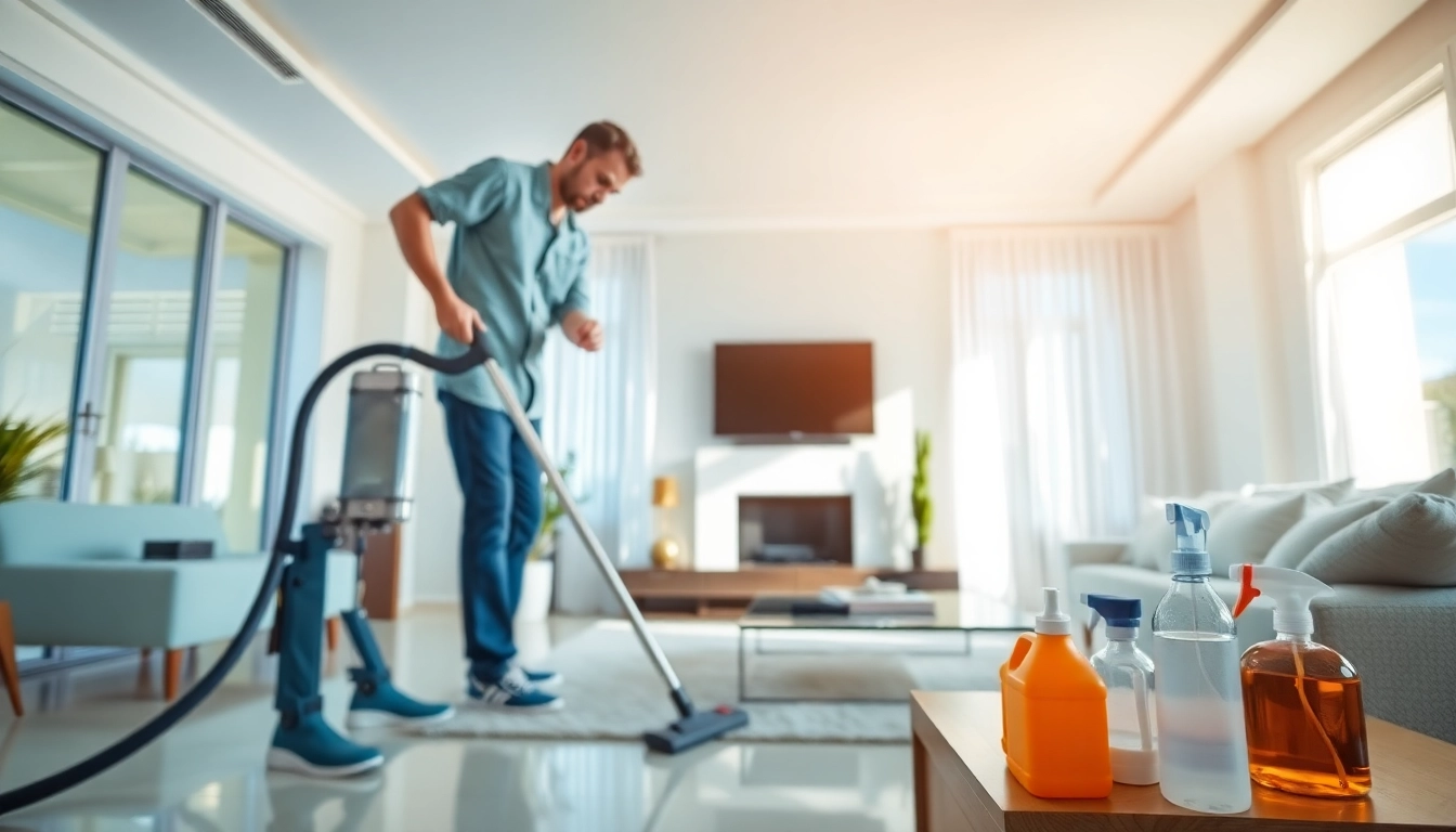 Effective bond cleaning brisbane service showcasing a professional cleaner in a spotless living area.