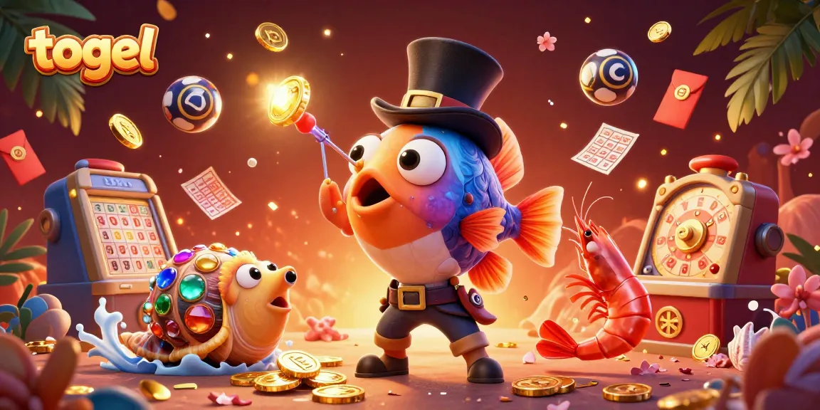 Engage in togel excitement with glowing treasures, dynamic sea characters, and festive lottery elements.