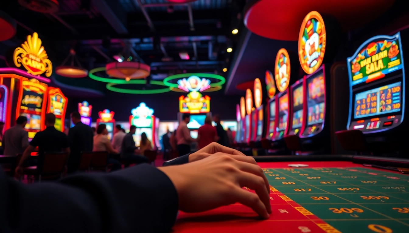 Interwin menang di kasino dengan suasana meriah dan mesin slot yang menarik.