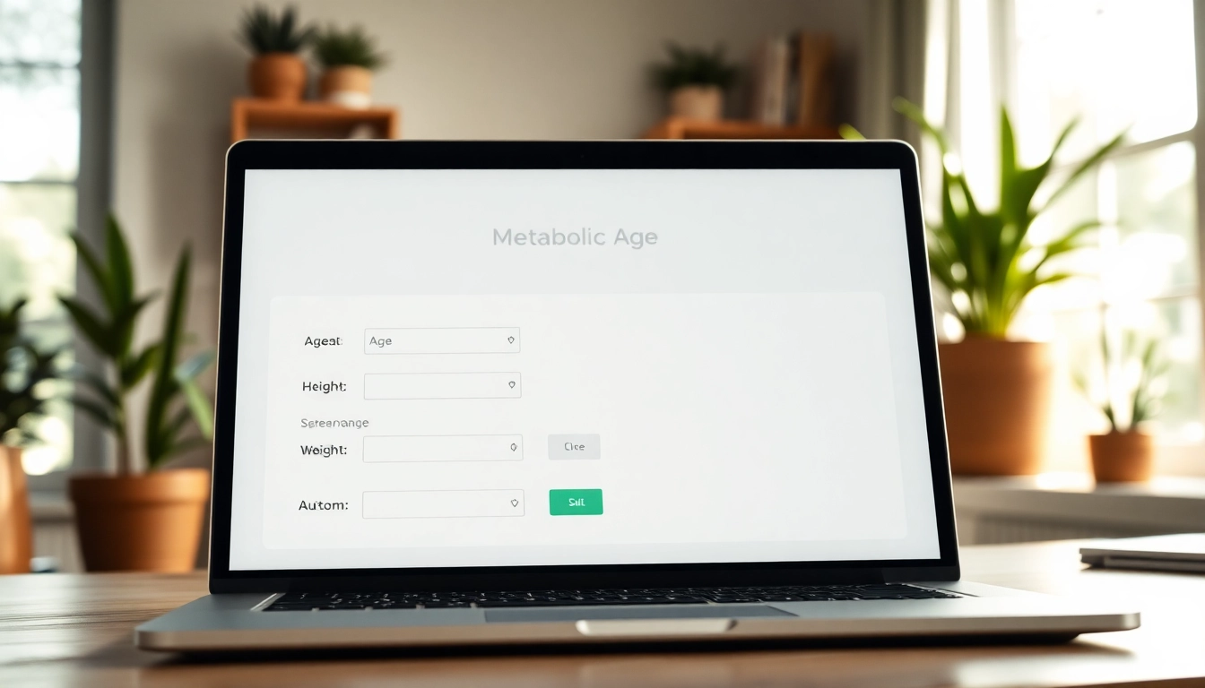 Calculate your metabolic age calculator results with a user-friendly interface in a bright modern workspace.