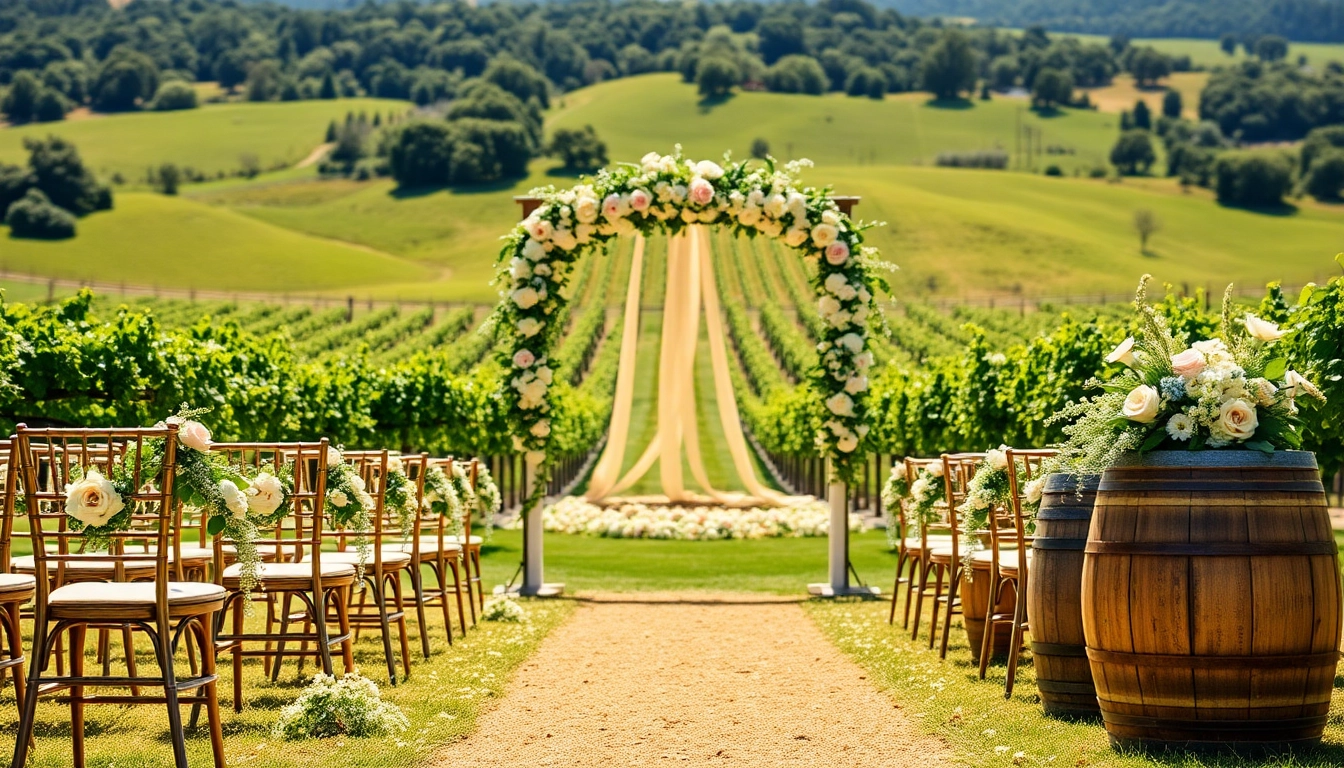 Stunning northern california wedding venues in vineyard with floral decor showcasing a romantic setup.