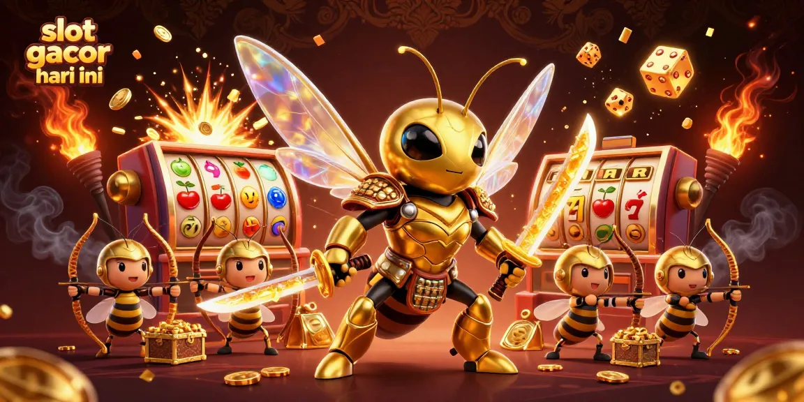 Win big with slot gacor hari ini: 3D illustration featuring a dynamic casino scene.