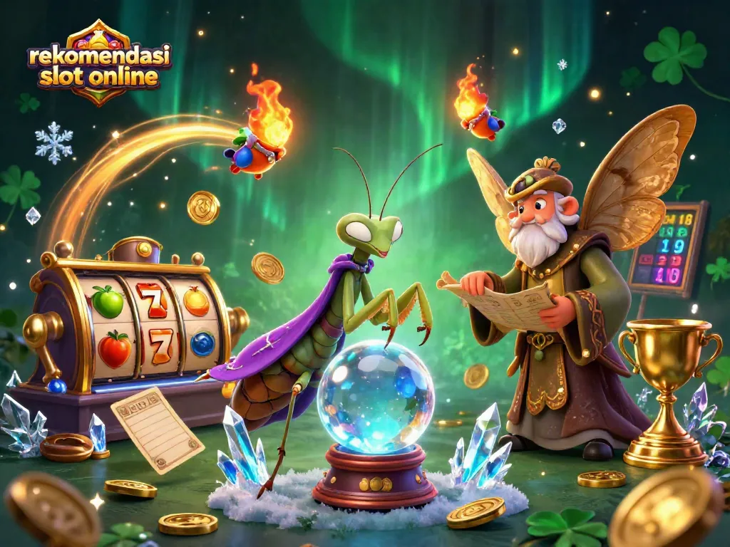 Rekomendasi slot online dengan ilustrasi karakter kartun 3D dan elemen kasino yang menarik.