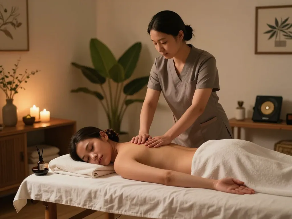 Relaxing Thai massage experience at home with www.maxim-anma.net premium services.