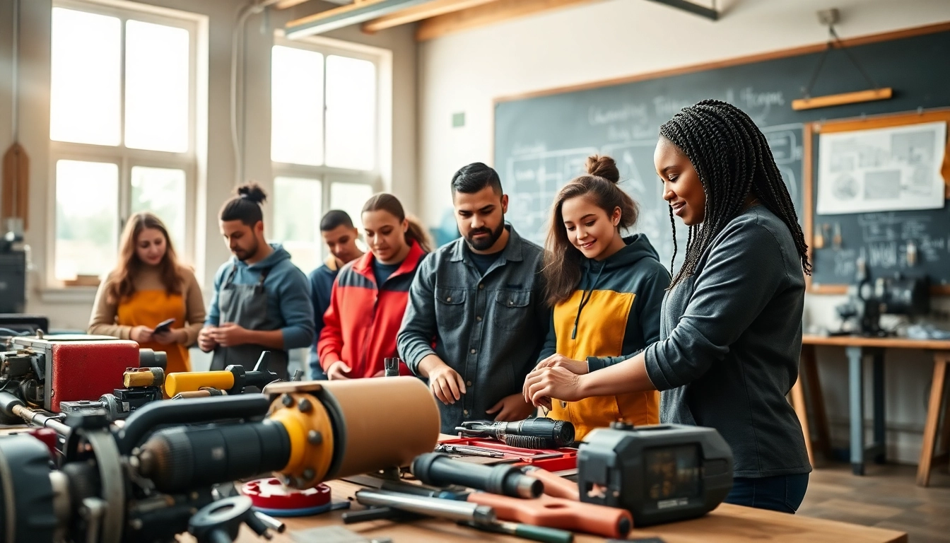Enhancing skilled trades training with students engaged in hands-on learning activities.