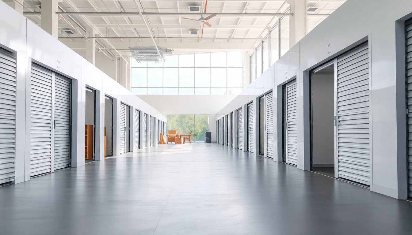 Organized self storage units showcasing contents for potential clients to view.