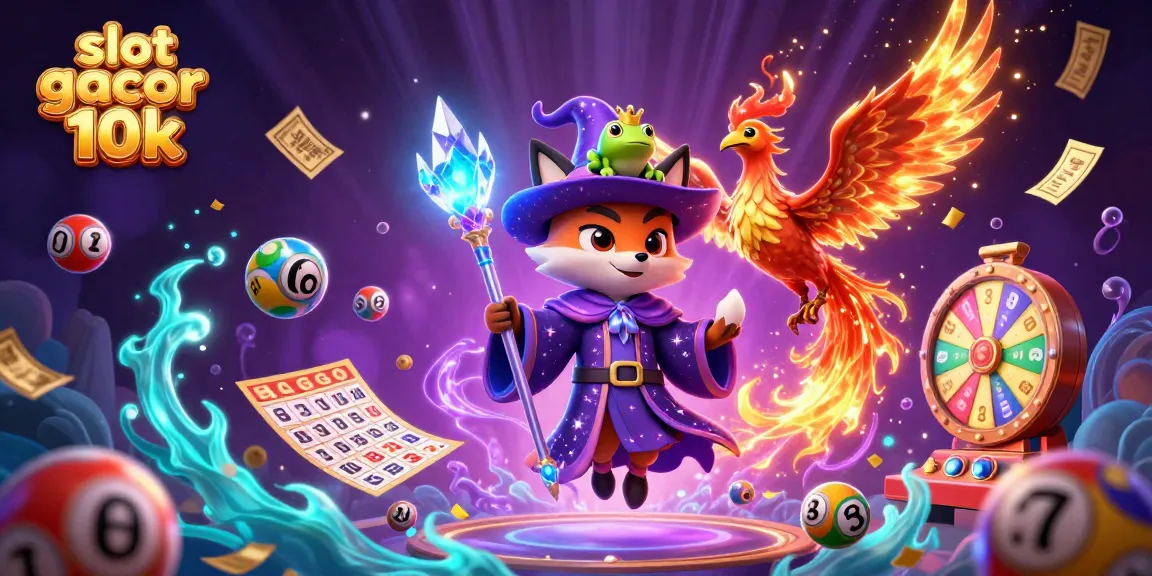 Experience the thrill of slot gacor 10k with a mystical wizard and vibrant gambling elements.