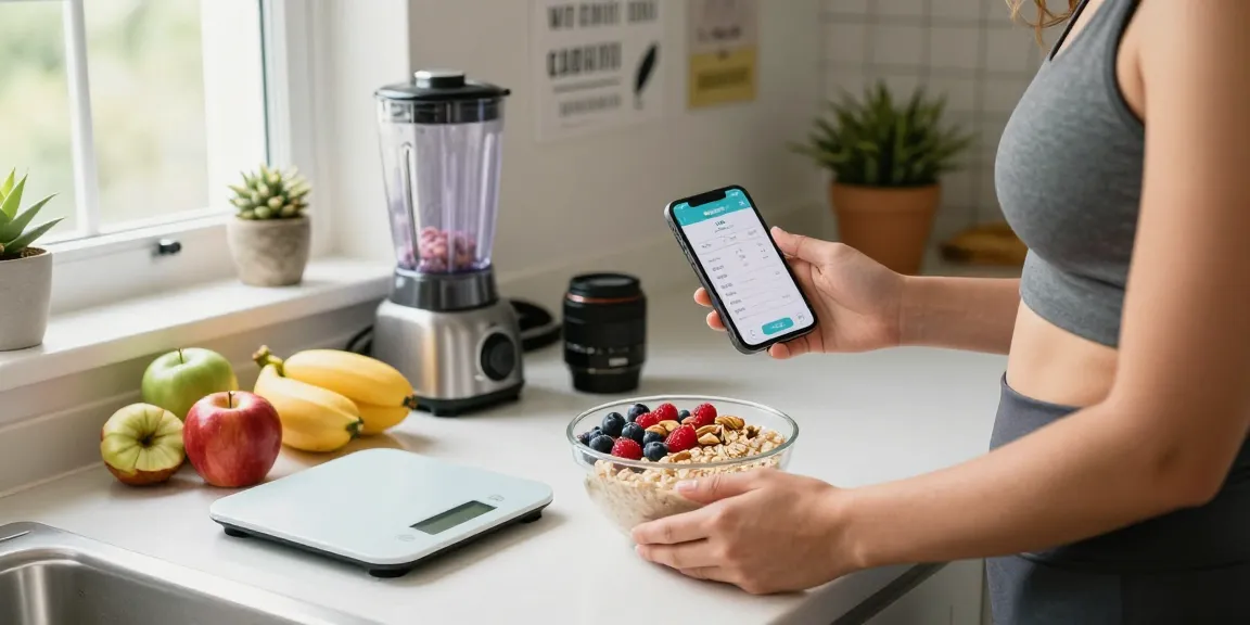 The best weight loss app displayed on a smartphone during a healthy meal prep, showcasing effective calorie tracking.