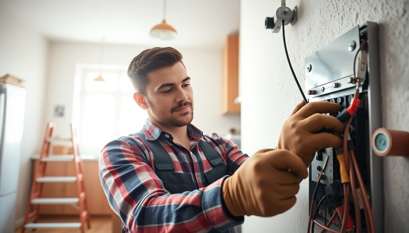 Experienced electrician lower north shore wiring a residential panel in a well-lit kitchen.