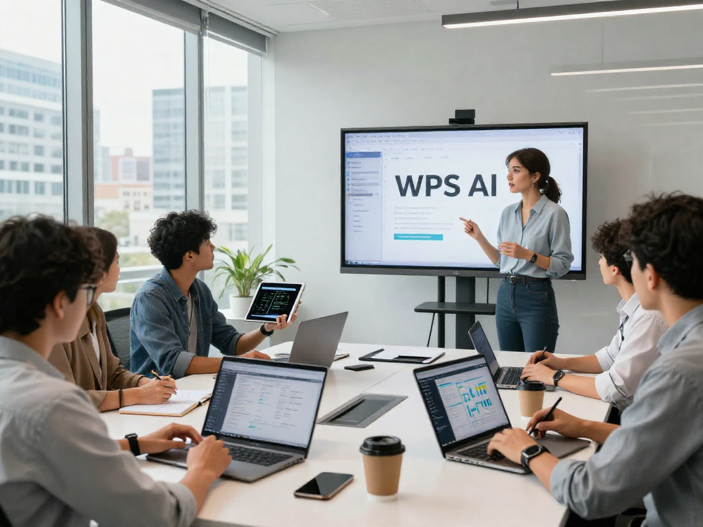 WPS中文办公软件下载团队在现代办公环境中协作，专注于展示WPS AI能力。