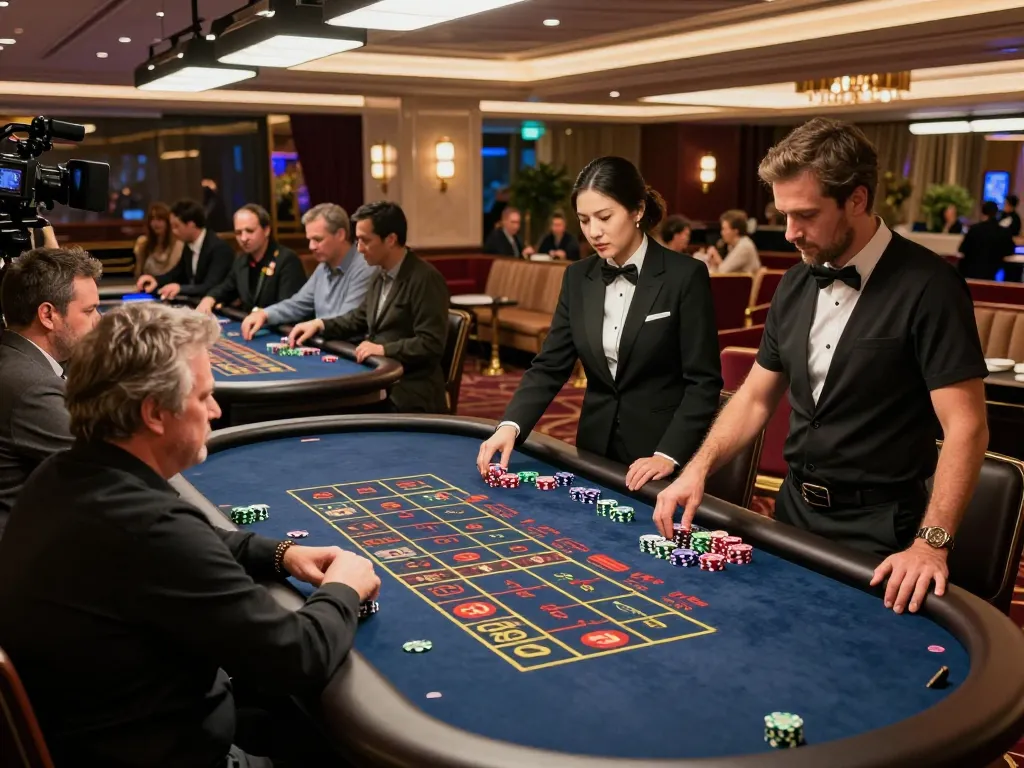 Players at Trang chủ PUB88 engaged in a thrilling roulette game at a luxurious casino venue.