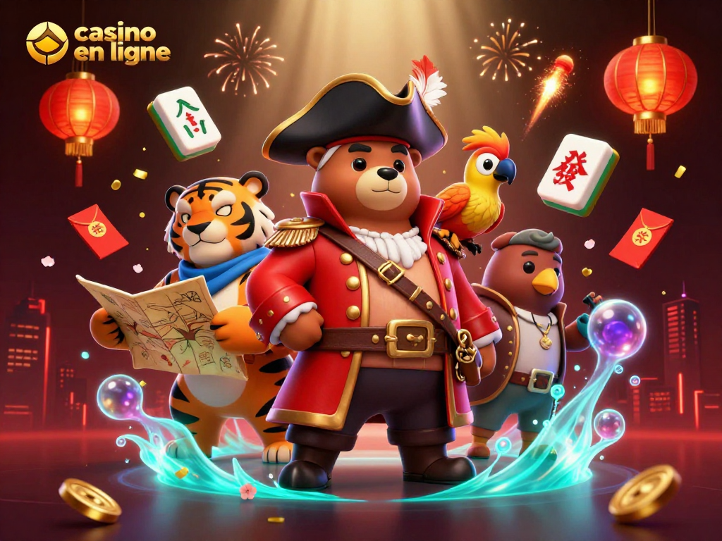 Jouez sur un casino en ligne avec ambiance festive, personnages captivants et décorations brillantes.