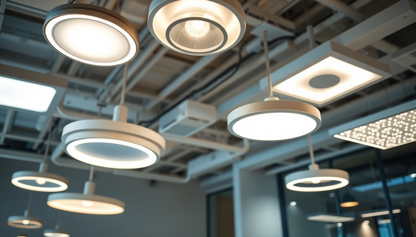 Showcase of innovative lighting solutions in a modern office setting.