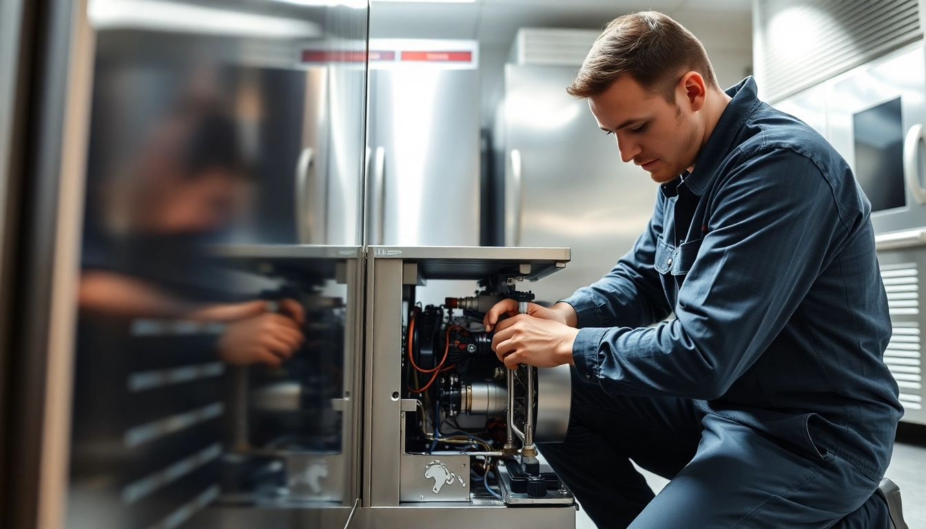 Expert conducting Commercial Ice Machine Repair in a professional kitchen setting.