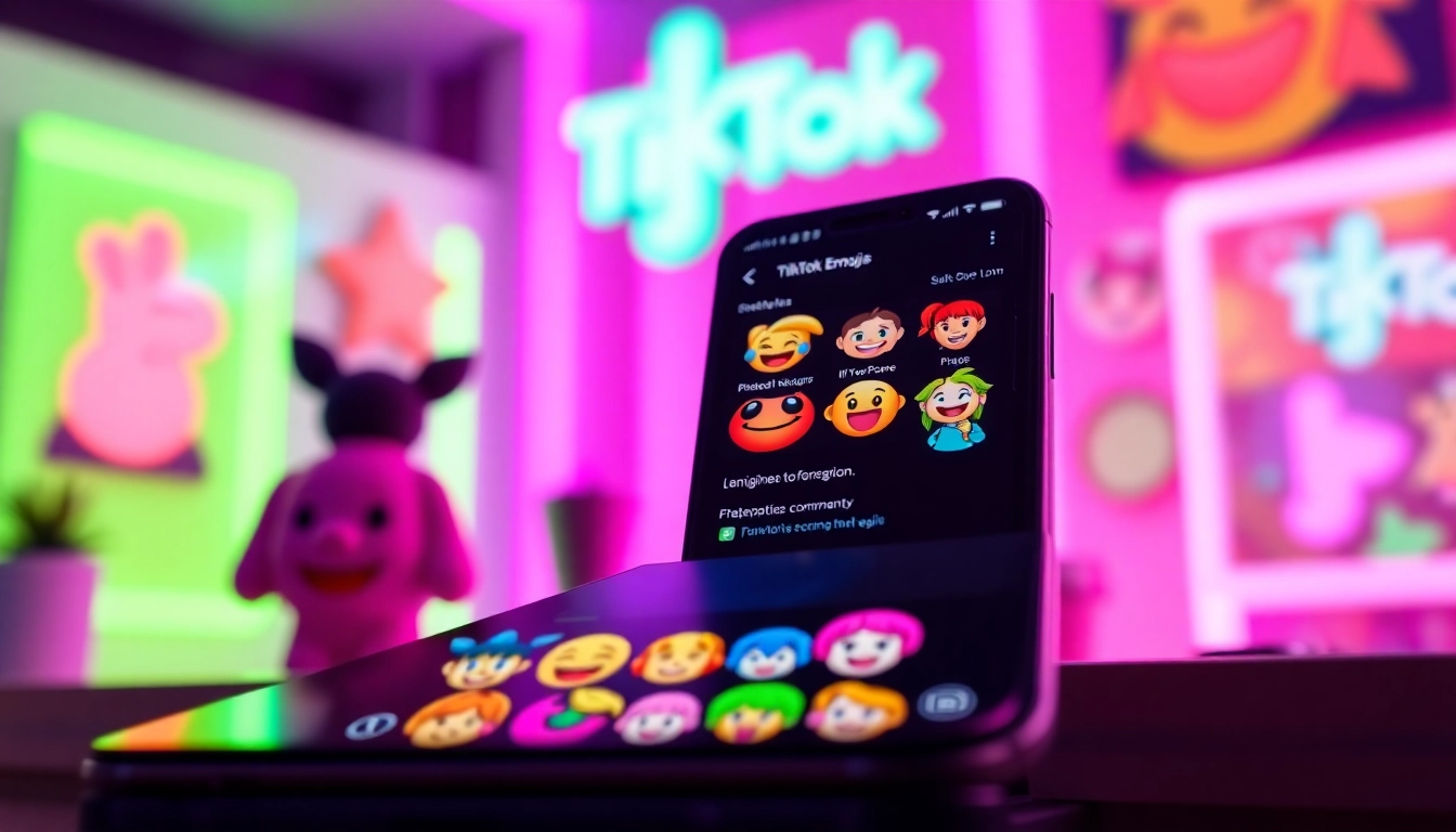 Engaging display of tiktok emojis featured on a mobile screen with vibrant colors and lively atmosphere.