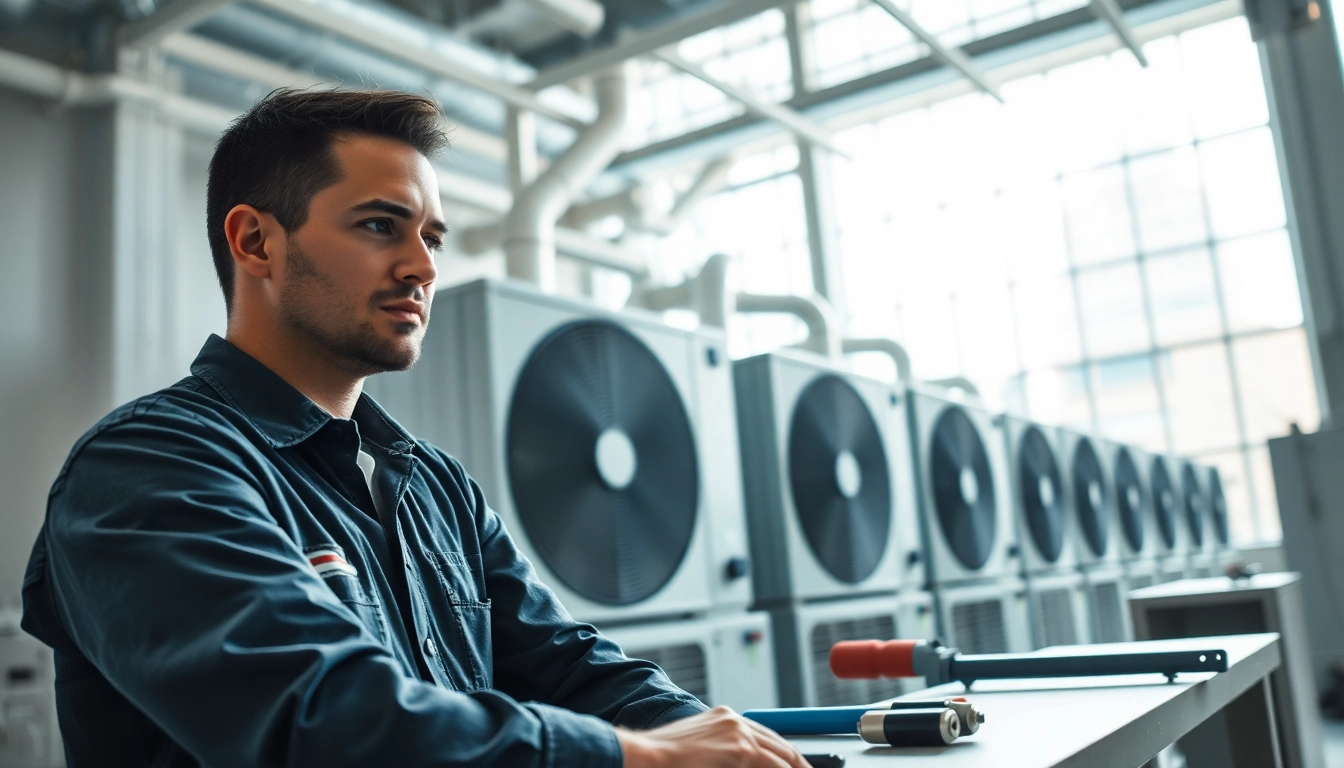 Enhance commercial hvac systems with skilled technician addressing maintenance.