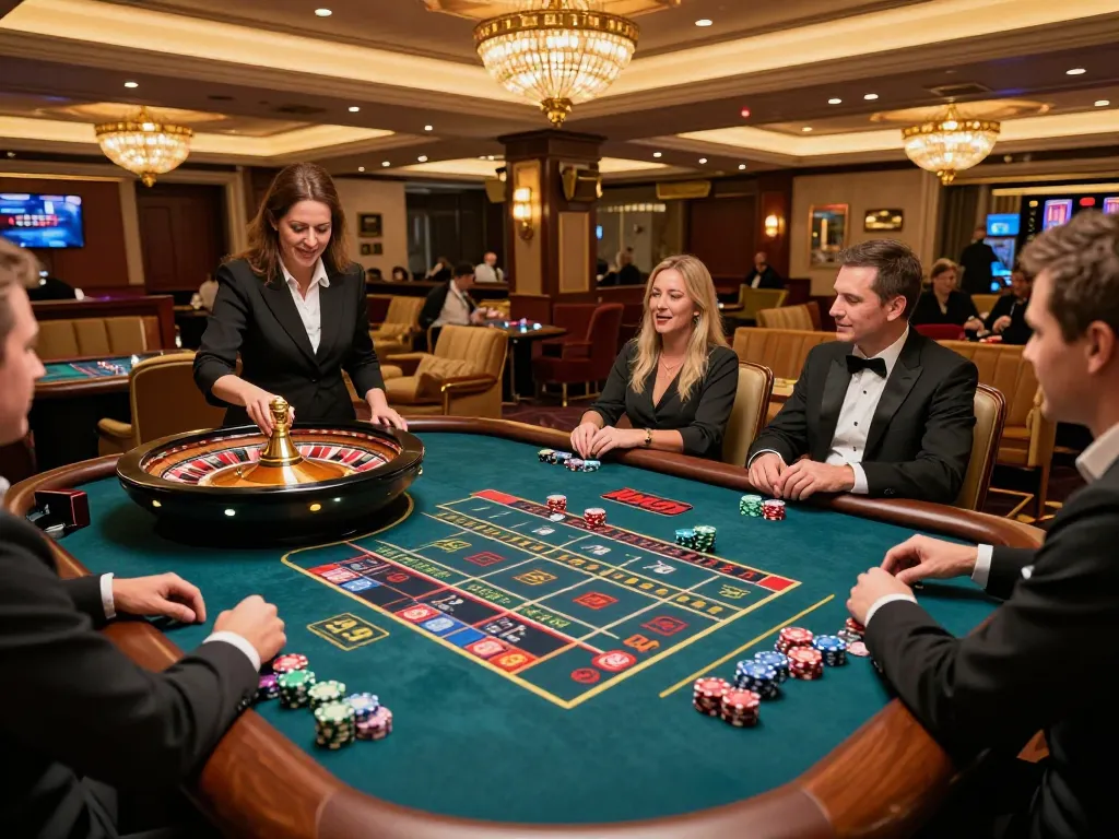 Players enjoying a thrilling roulette game at King33's live dealer casino experience.