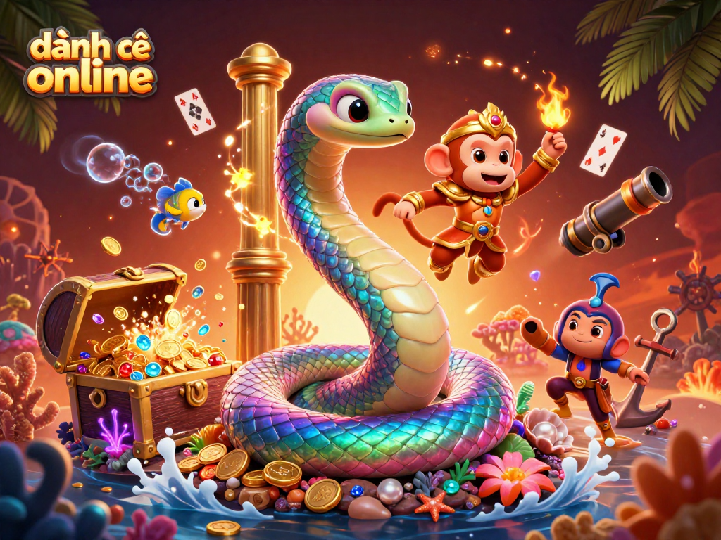 Engage in đánh đề online with exciting visuals, featuring a magical scene with diverse gaming elements.