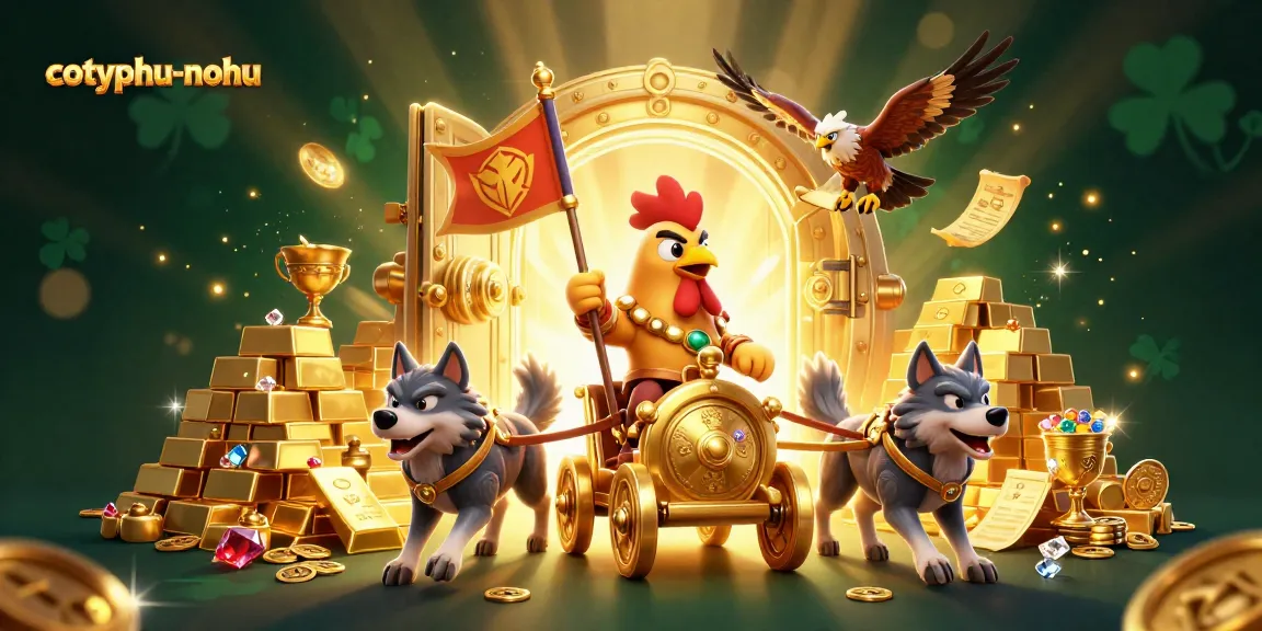 Engage in the thrilling world of cotyphu-nohu as a majestic rooster warlord leads a treasure-filled adventure.