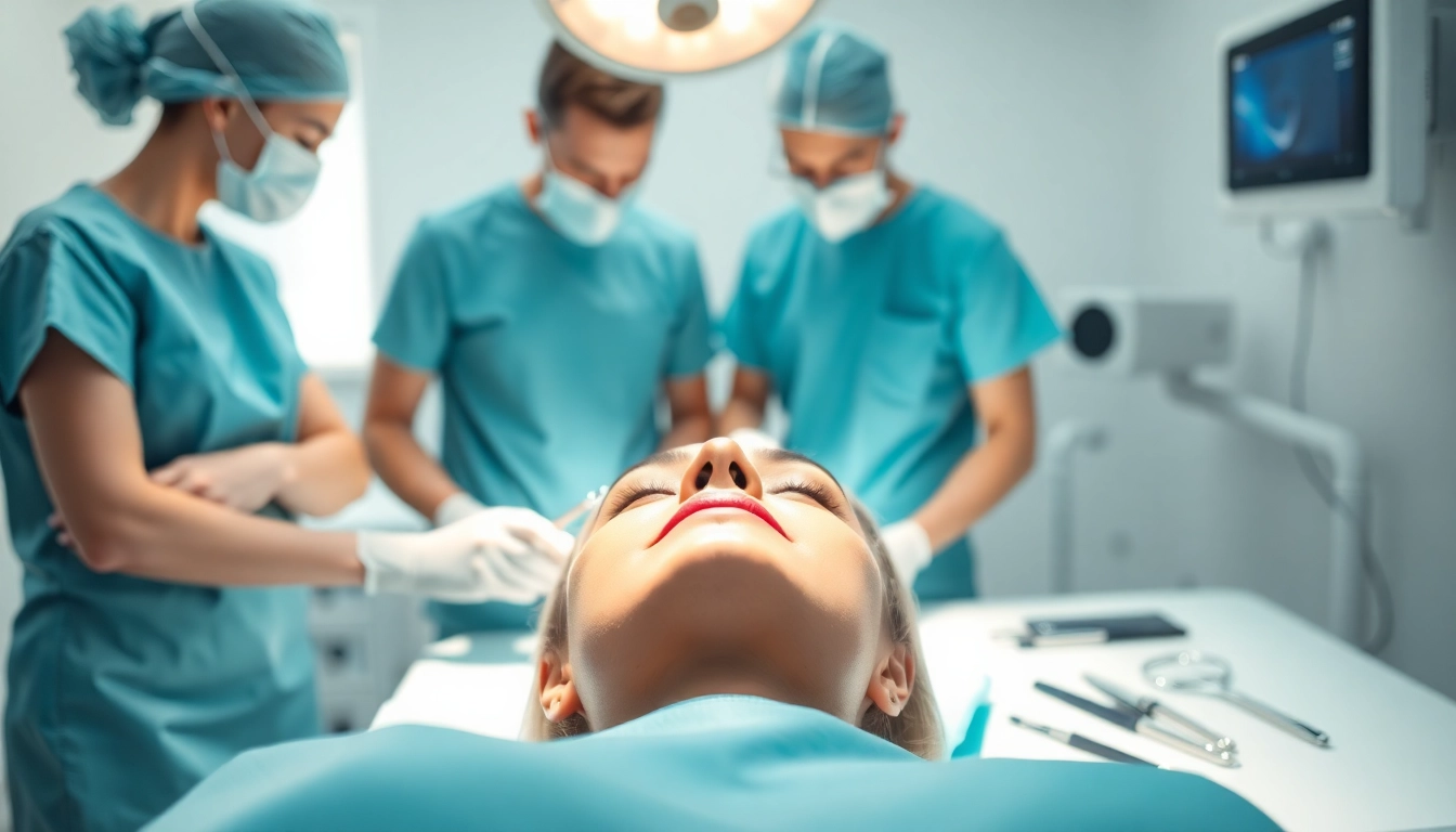 Kirkegaard Aesthetics zeigt einen Chirurgen bei einer kosmetischen Behandlung in einem beruhigenden Kliniksetting.