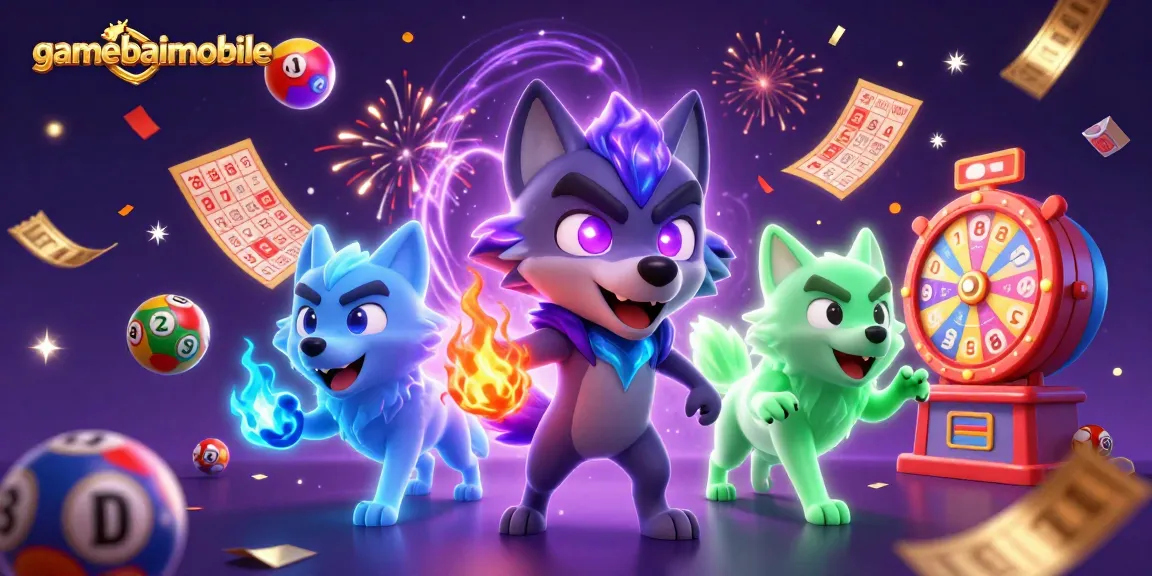Engage with gamebaimobile's thrilling lottery scene featuring ghostly wolves amidst dynamic game elements.