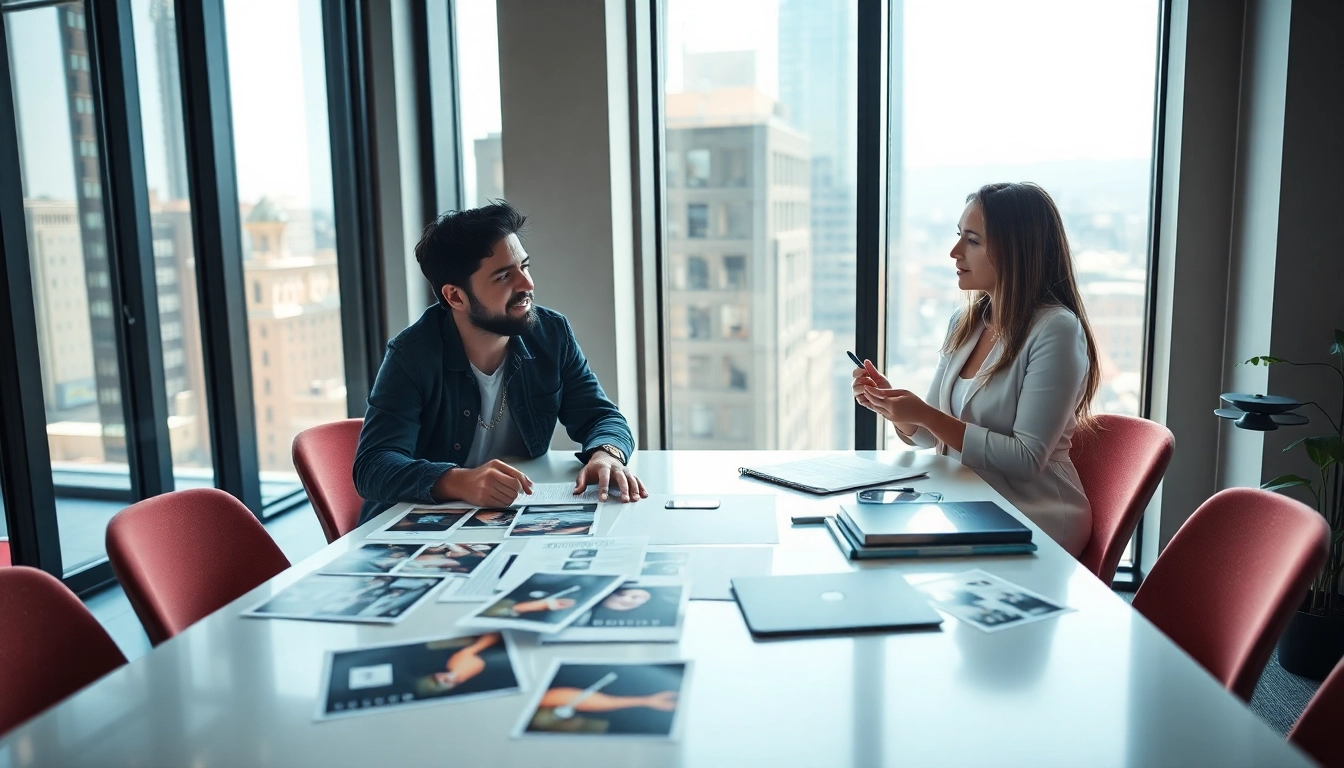 Engaging discussion between an artist and a publicist at a music pr company