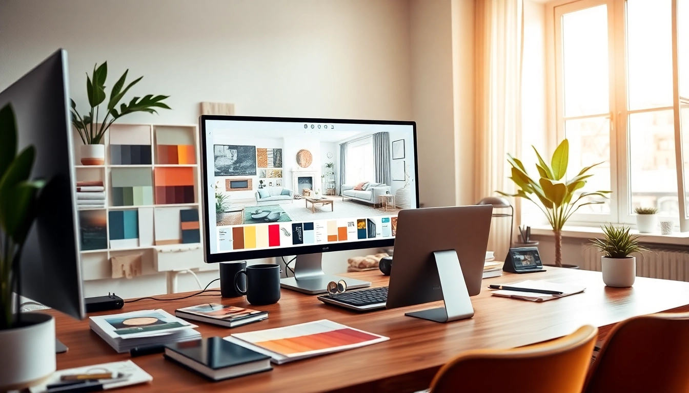 architekt wnętrz online projektujący nowoczesną przestrzeń w biurze z naturalnym światłem