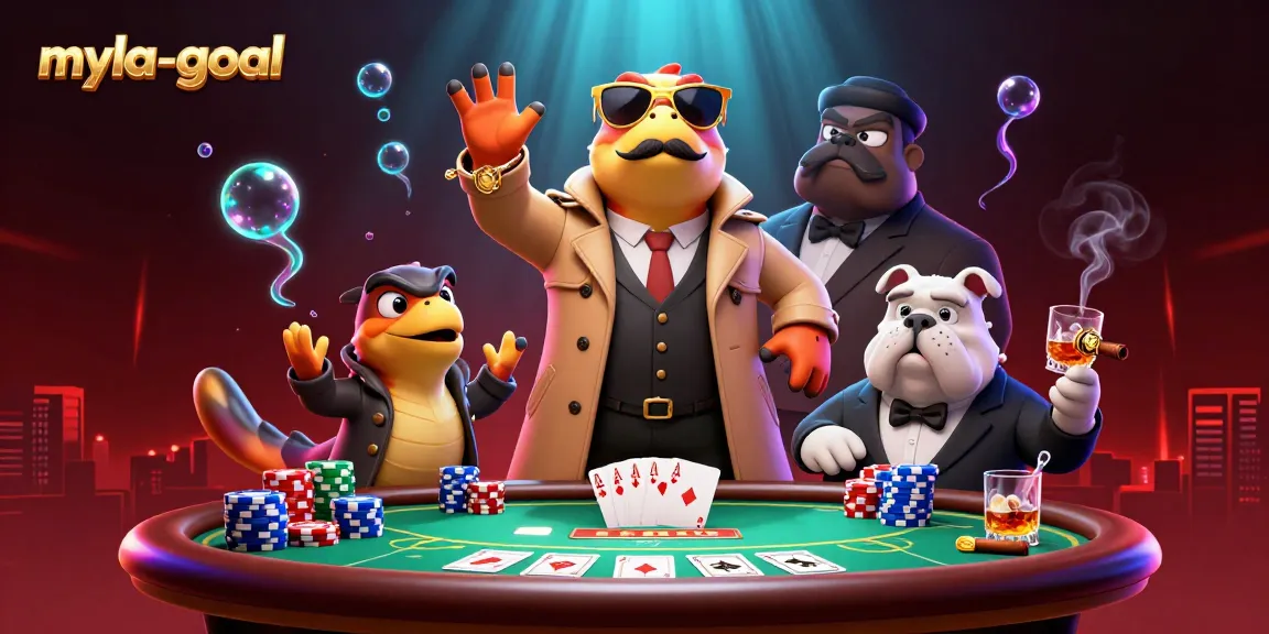 Three raptors in a trench coat enter a VIP lounge, showcasing the myla-goal casino atmosphere.
