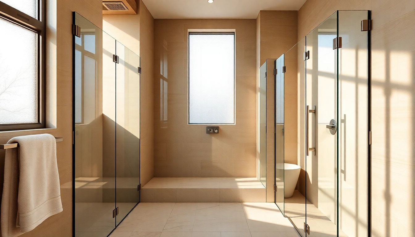 Experience elegant showers in a luxurious bathroom with modern design and natural lighting.
