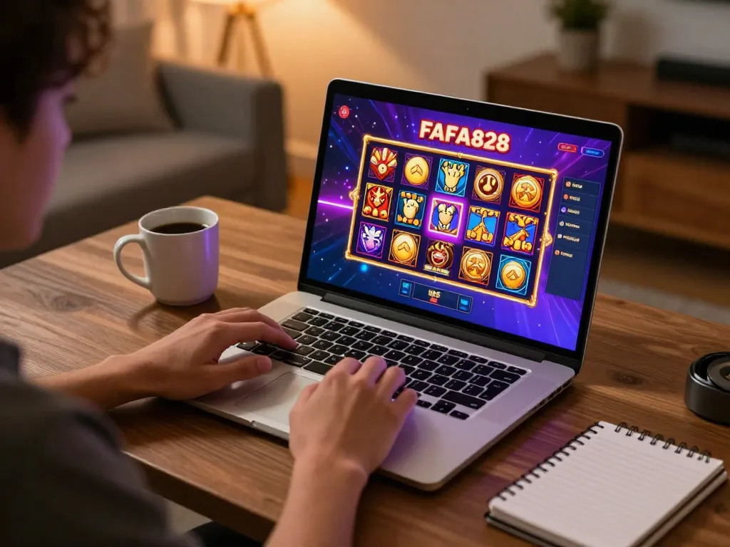 Play online slots on FAFA828 with vibrant graphics in a cozy gaming environment.