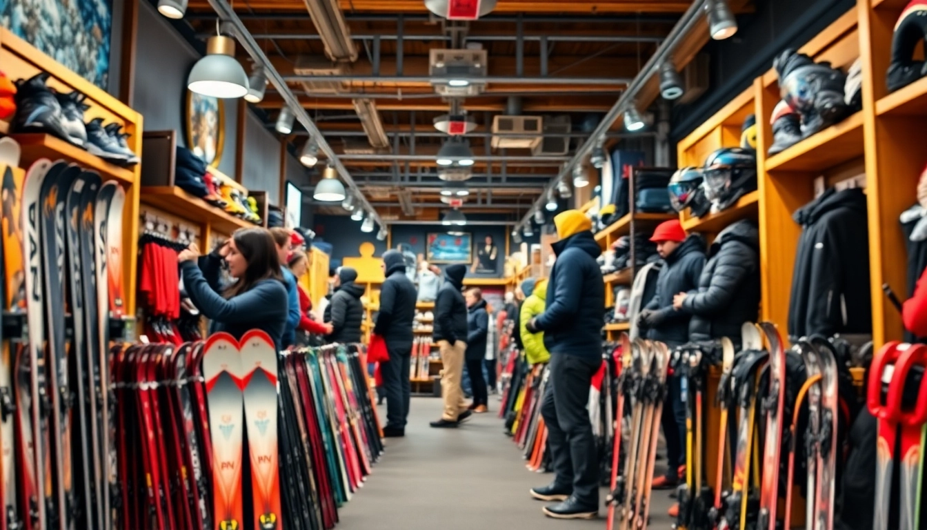 Ski shop displaying a variety of winter gear, inviting customers to explore.