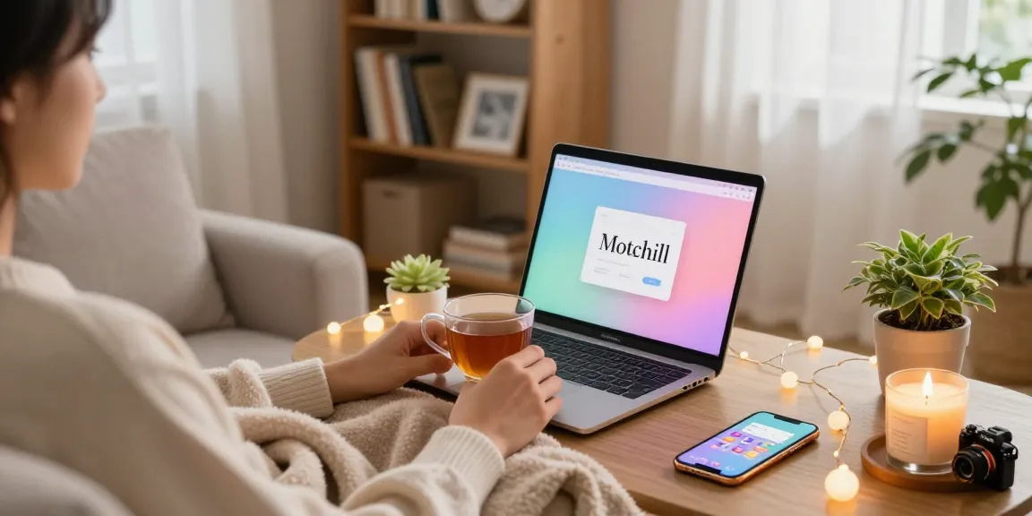 Motchill digital lifestyle scene with cozy setting and calming elements