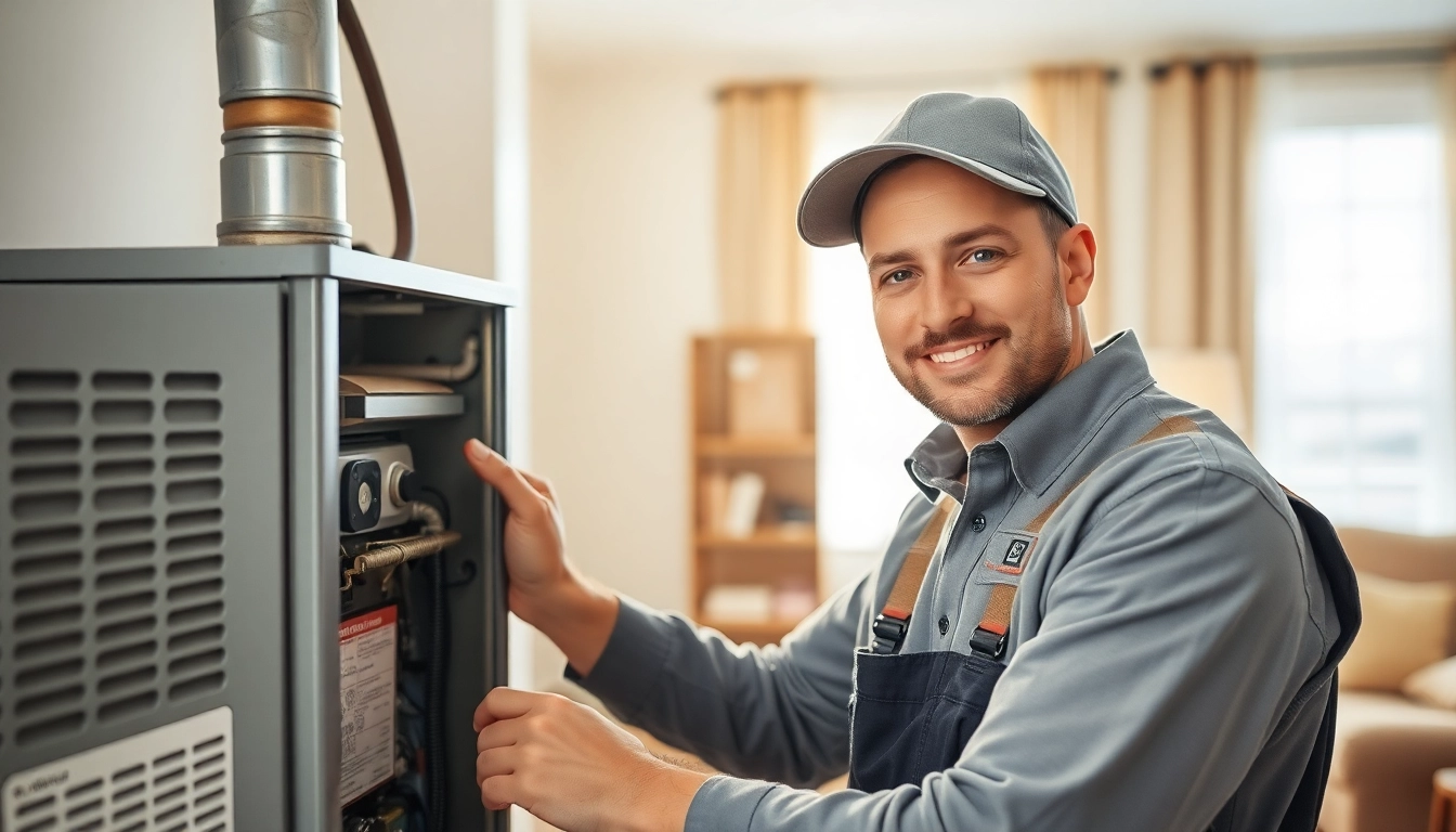 Enhance your comfort with residential heating and cooling solutions showcased by a technician.