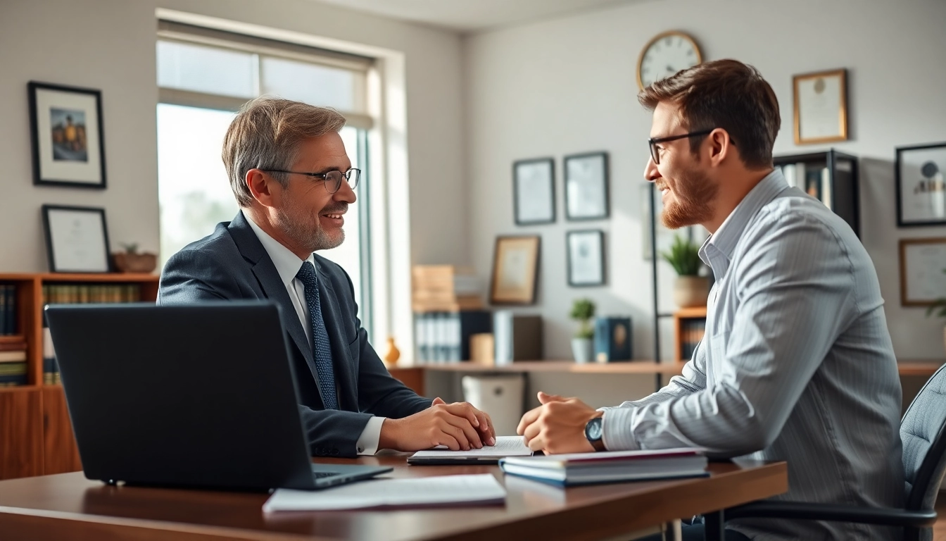 Asheville DWI defense lawyer providing legal consultation in a professional office.