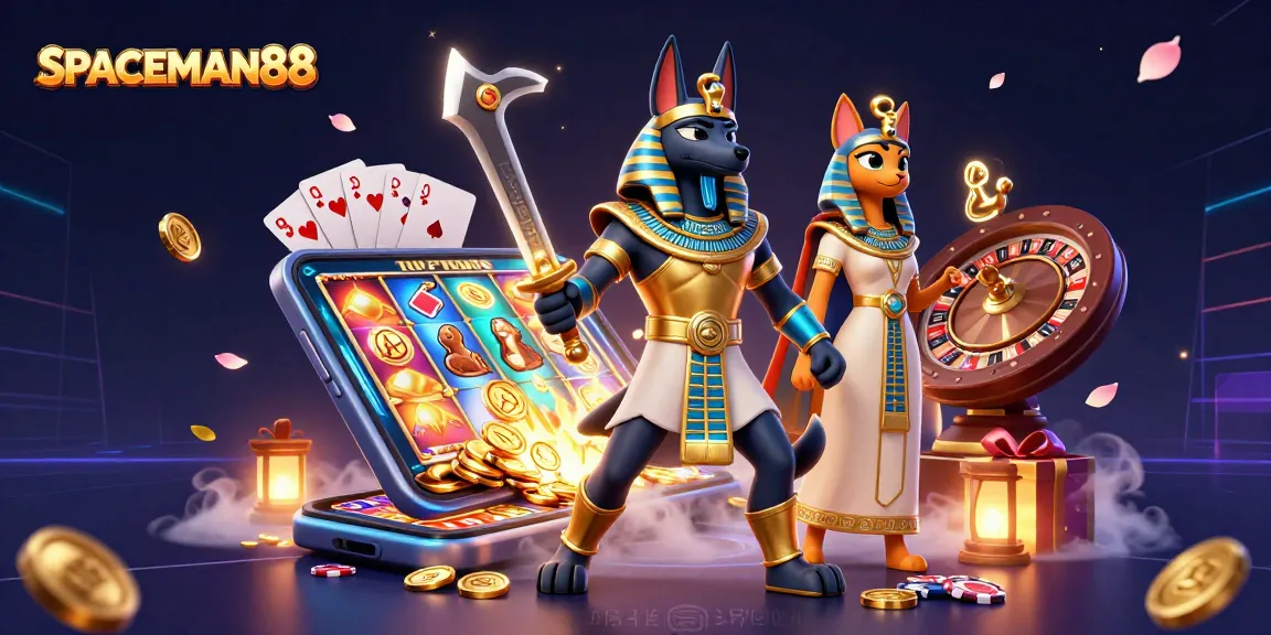 SPACEMAN88 showcases ancient Egyptian warriors amidst dynamic gambling elements, creating an immersive gaming experience.