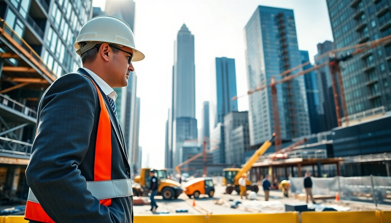New York City Construction Manager actively collaborating on a construction site.