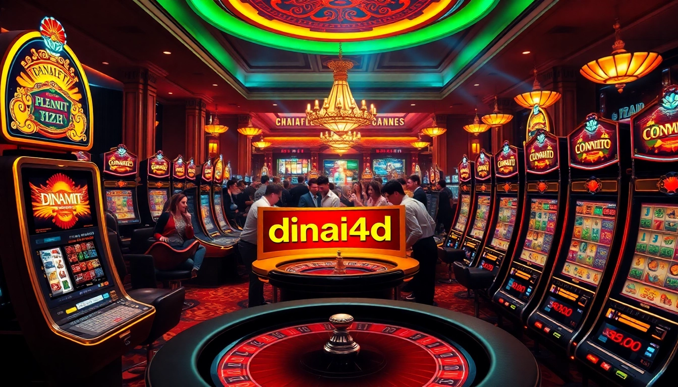 Players enjoying dynamic slot games at a stylish casino featuring dinamit4d machines.