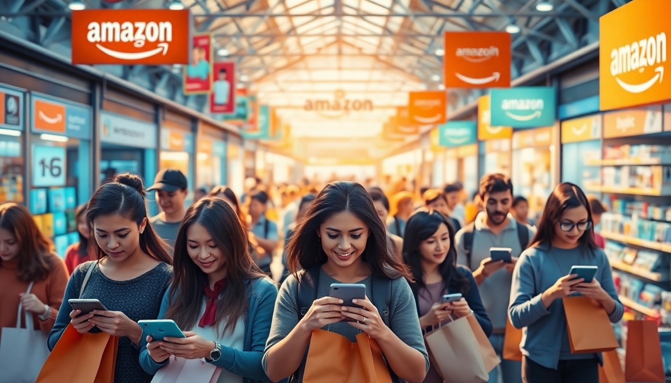 Explore the dynamic atmosphere of an amazon introduction through users shopping online.