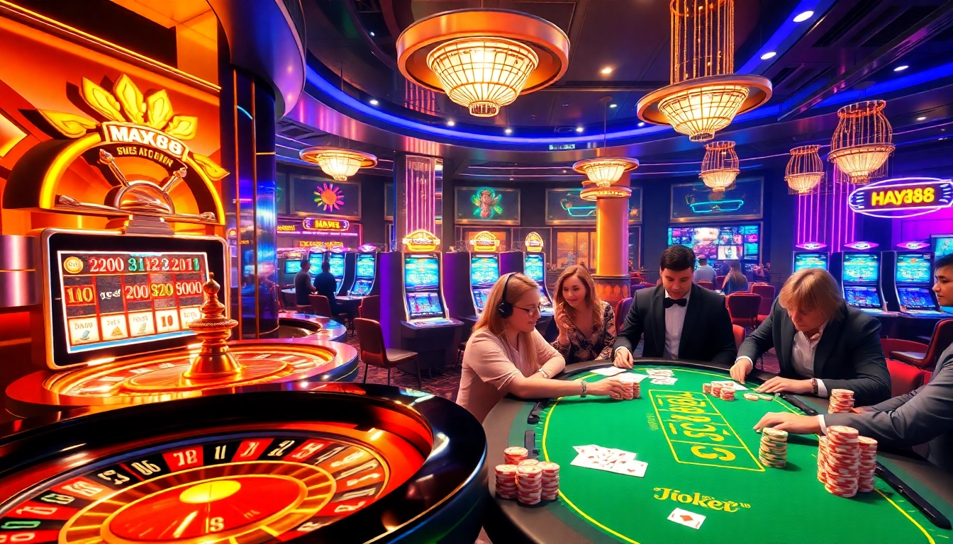 Gamblers enjoying an engaging online experience at Hay88's luxurious casino.