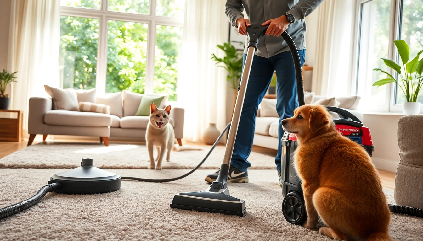 Effectively tackle pet odor carpet cleaning with a technician and bright, inviting setting.