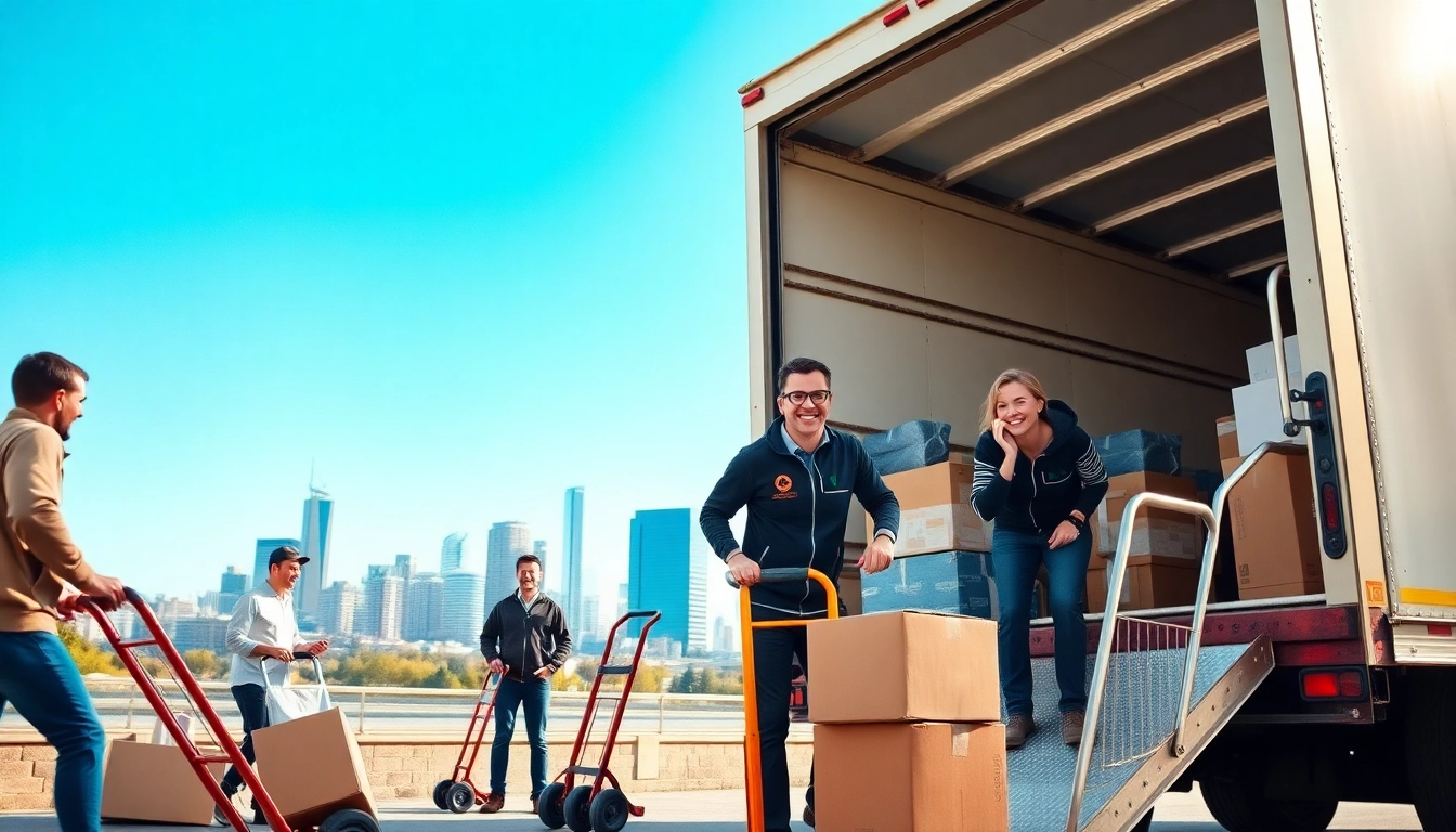 Engaged long distance movers Calgary efficiently loading a truck, symbolizing reliable moving services.