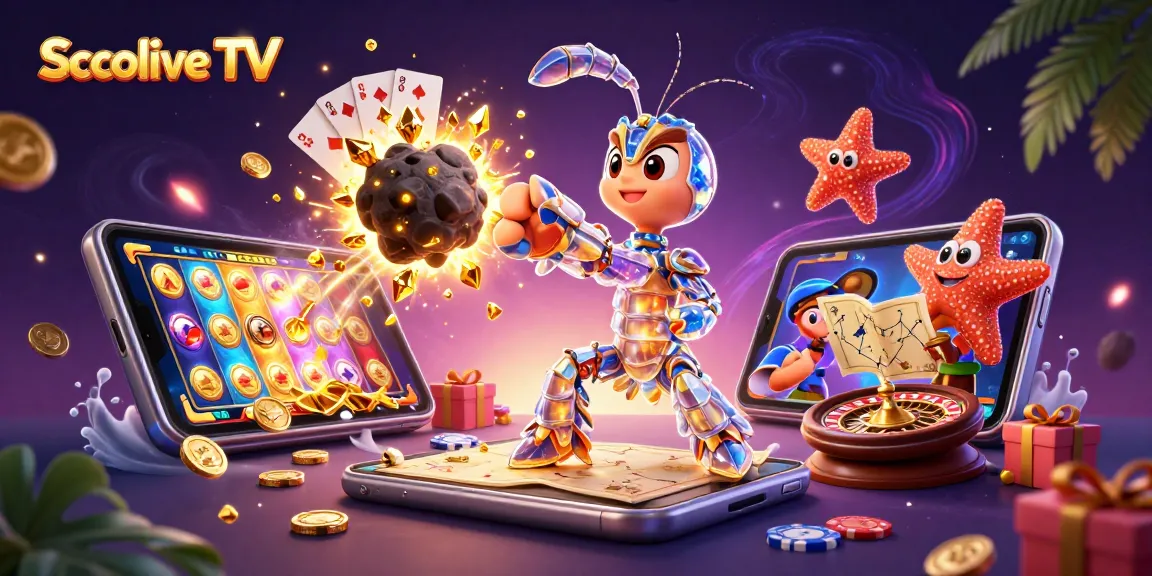 Experience the excitement of Socolive TV with a dynamic 3D illustration showcasing vibrant gambling elements.