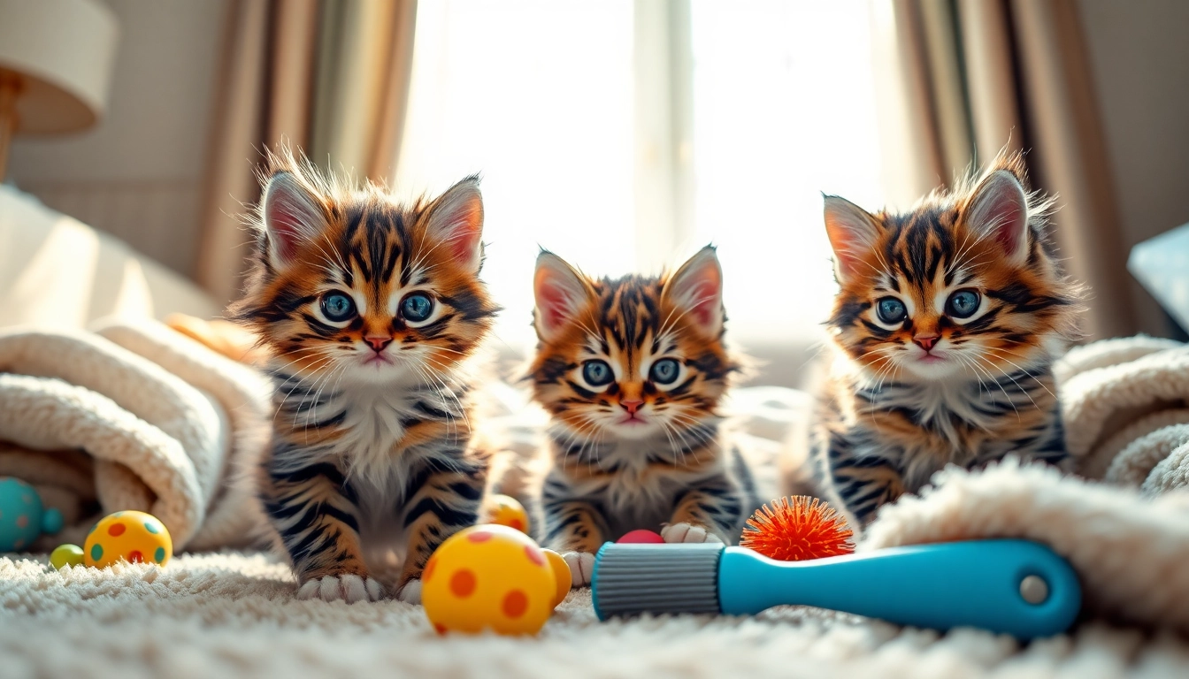 Playful Maine Coon kittens for sale Sacramento enjoying their cozy living room with toys.