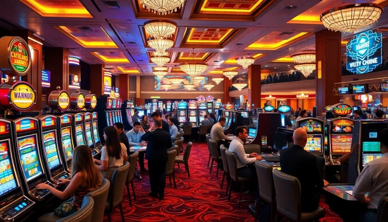 คาสิโนมีผู้เล่นหลากหลายสนุกสนานในบรรยากาศที่หรูหราและมีชีวิตชีวา
