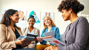 Women discussing health topics at https://womens-health-advice.org in a professional setting.