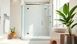 Admire the elegant paroi de douche featuring sleek design in a modern bathroom.