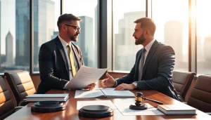 Lawyers collaborating in a modern office setting at https://www.mainorellis.com, showcasing professionalism and focus.