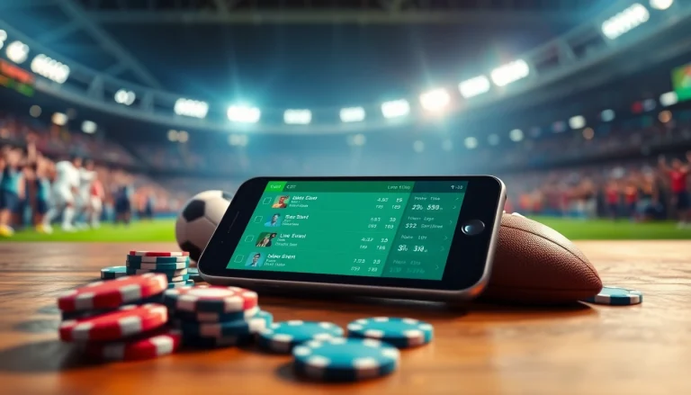 Innovative interface of best sports betting apps in India displayed on a smartphone with vibrant sports setting.