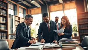 Attorneys collaborating at https://www.expertlawattorneys.com in a modern law office.